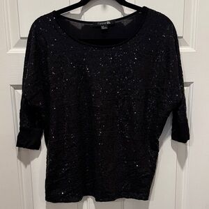 Forever 21 Dolman Sleeve Black Sequin Blouse